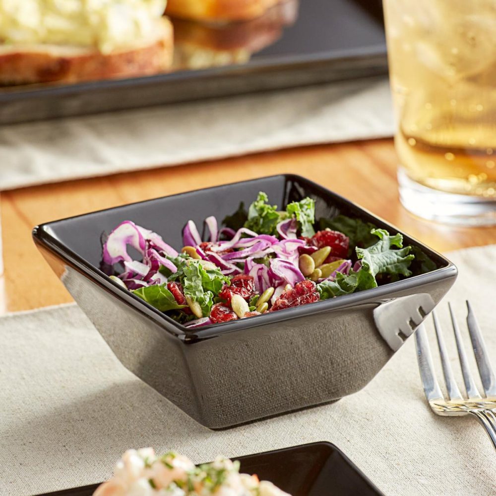 China Bowls |  18 Oz. Matte Black Square Stoneware Bowl – 24/Case