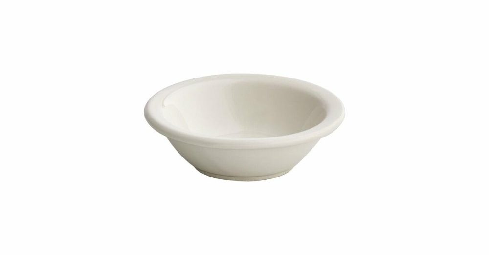 China Bowls |  3.5 Oz. Ivory (American White) Rolled Edge Stoneware Fruit Bowl / Monkey Dish – 36/Case