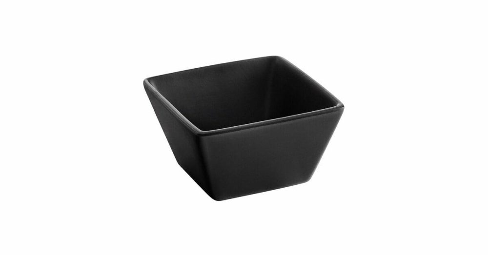 China Bowls |  6 Oz. Glossy Black Square Stoneware Bouillon Cup – 36/Case