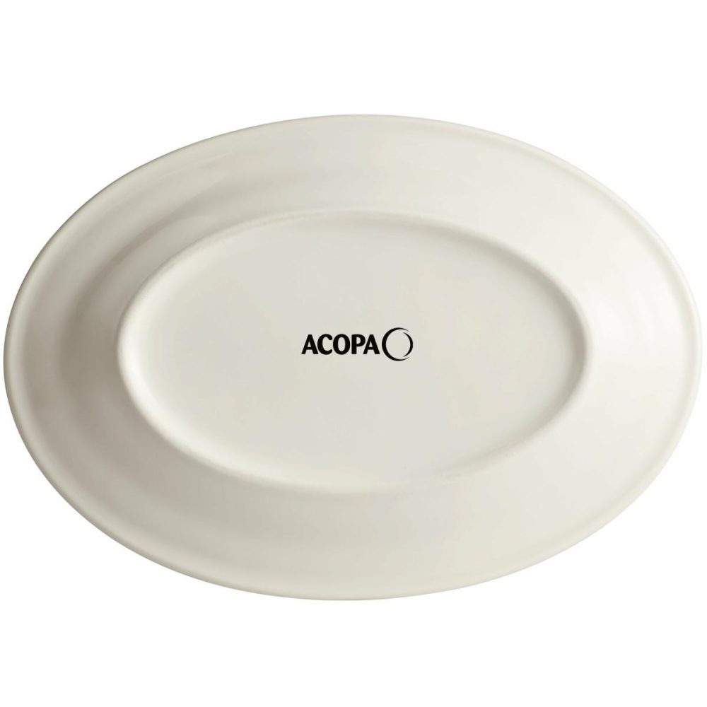 China Platters And Trays |  10 3/8" X 7 1/8" Bright White Wide Rim Rolled Edge Oval Stoneware Platter – 24/Case