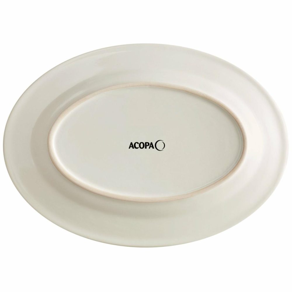 China Platters And Trays |  11 1/8" X 7 3/4" Ivory (American White) Wide Rim Rolled Edge Oval Stoneware Platter – 12/Case