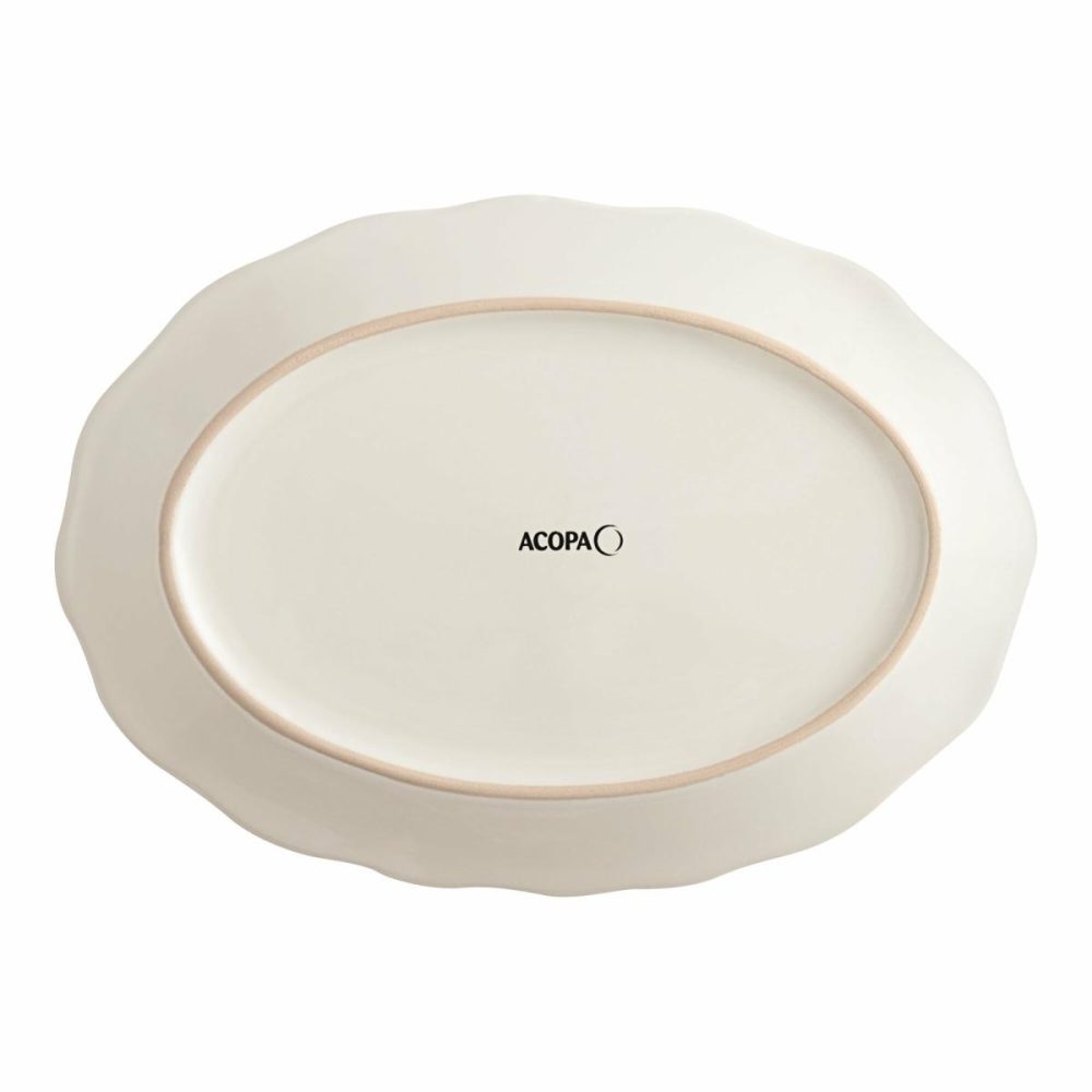 China Platters And Trays |  11 5/8" X 8 1/2" Ivory (American White) Scalloped Edge Oval Stoneware Platter – 12/Case