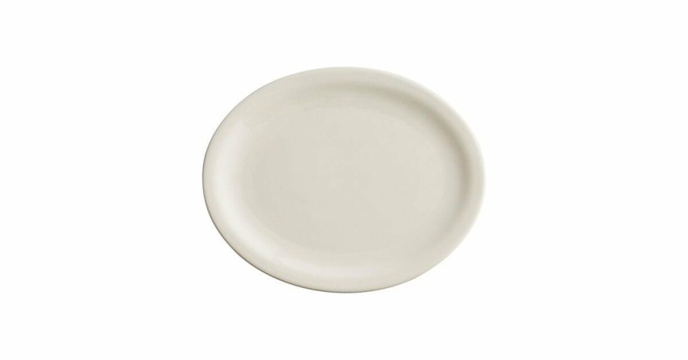 China Platters And Trays |  13" X 10" Bright White Oval Coupe Stoneware Platter – 12/Case