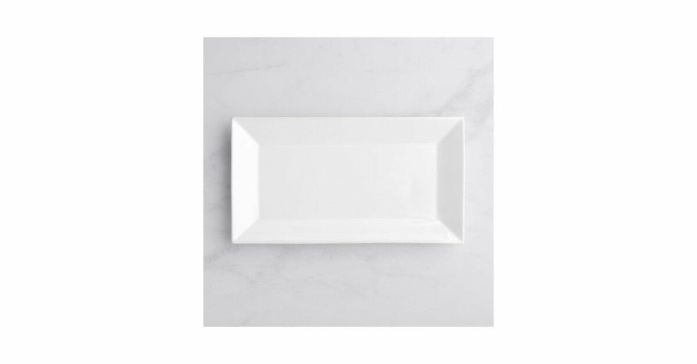 China Platters And Trays |  14 1/2" X 8 1/4" Bright White Rectangular Porcelain Platter – 12/Case