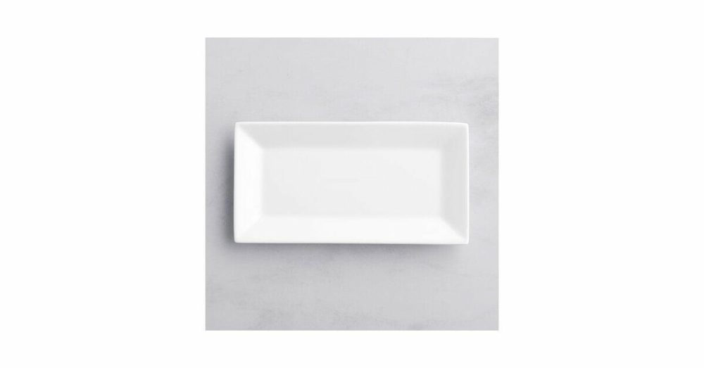 China Platters And Trays |  8 1/2" X 4 1/2" Bright White Rectangular Porcelain Platter – 24/Case