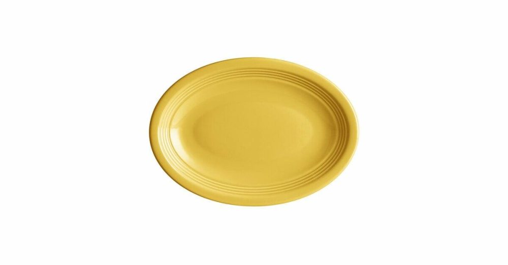 China Platters And Trays |  Capri 9 3/4" X 7" Citrus Yellow Oval Stoneware Coupe Platter – 12/Case