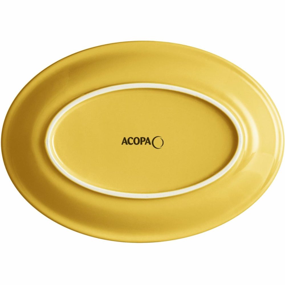 China Platters And Trays |  Capri 9 3/4" X 7" Citrus Yellow Oval Stoneware Coupe Platter – 12/Case