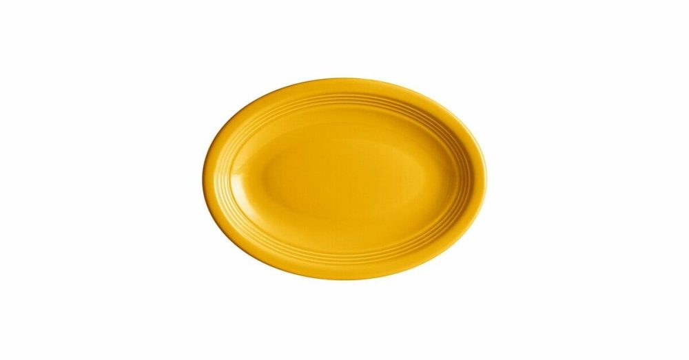 China Platters And Trays |  Capri 9 3/4" X 7" Mango Orange Oval Stoneware Coupe Platter – 12/Case