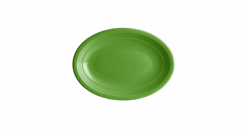 China Platters And Trays |  Capri 9 3/4" X 7" Palm Green Oval Stoneware Coupe Platter – 12/Case