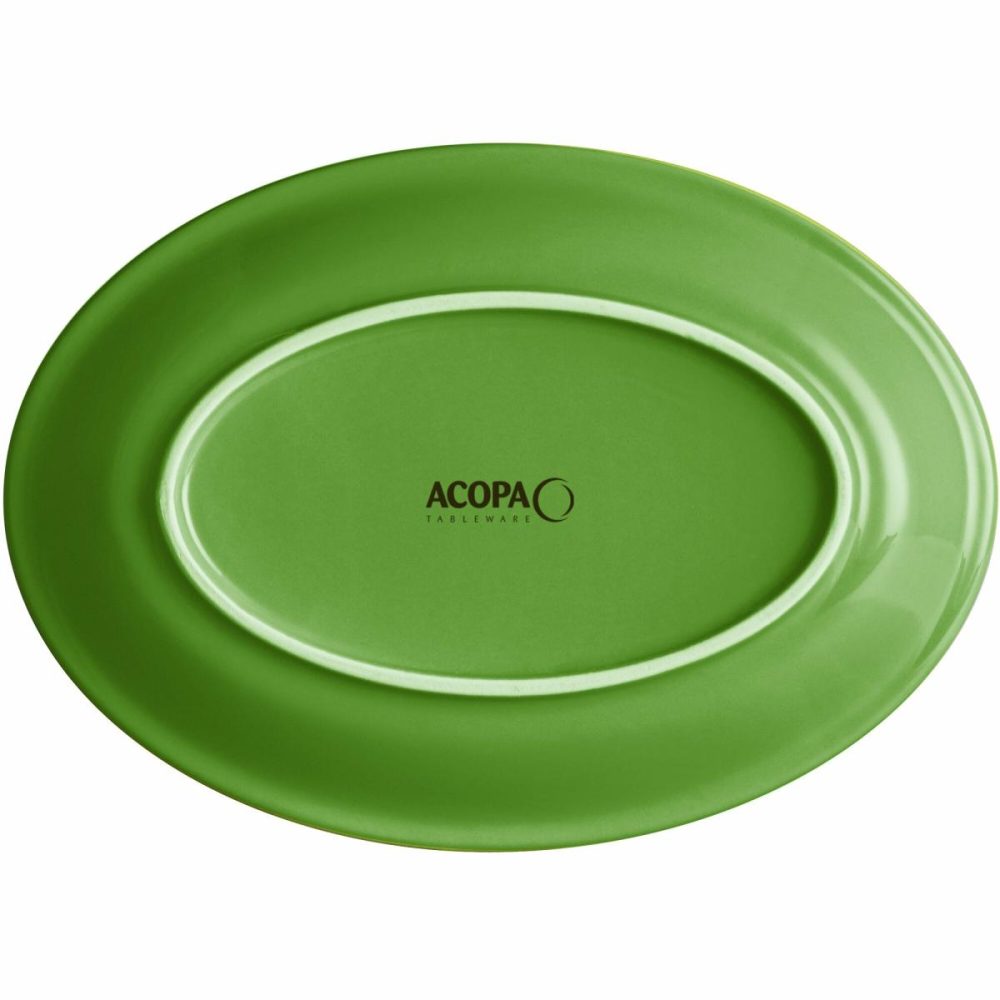 China Platters And Trays |  Capri 9 3/4" X 7" Palm Green Oval Stoneware Coupe Platter – 12/Case