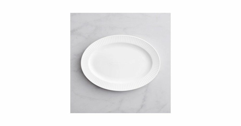 China Platters And Trays |  Cordelia 14 3/4" X 10 1/2" Bright White Embossed Wide Rim Porcelain Platter – 12/Case