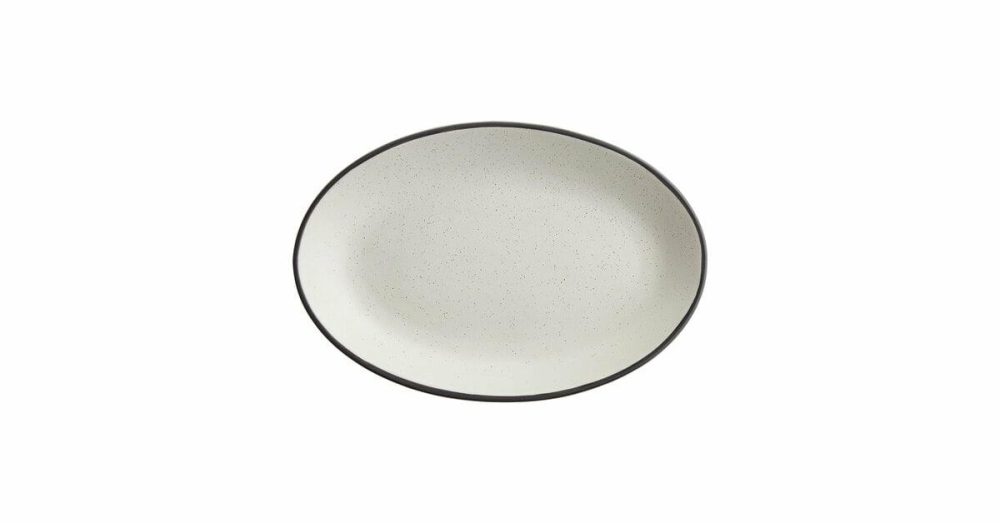 China Platters And Trays |  Embers 9 1/2" X 6 1/2" Grey Matte Coupe Stoneware Platter – 12/Case