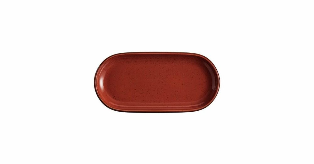 China Platters And Trays |  Keystone 14" X 6 3/4" Azora Blue Stoneware Oblong Coupe Platter – 6/Case