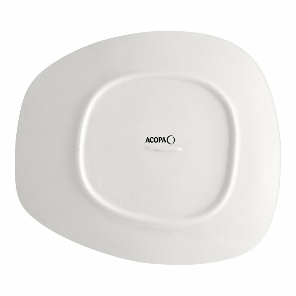 China Platters And Trays |  Nova 8 3/4" X 7 3/4" Cream White Asymmetric Stoneware Plate – 24/Case