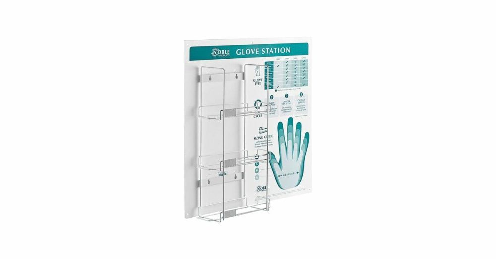 Disposable Glove Dispensers |  3-Box Wire Wall Mount Glove Dispenser Station With Type, Use, And Guide Chart