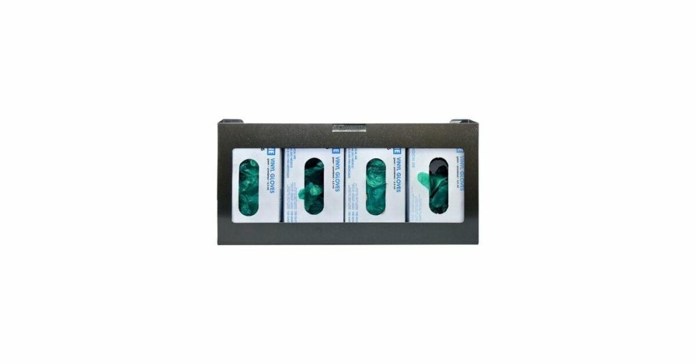 Disposable Glove Dispensers |  Deluxe Stainless Steel Wall-Mount 4-Box Disposable Glove Dispenser With Magnet Mount