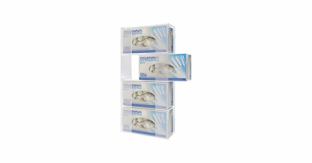 Disposable Glove Dispensers |  Easy-Swap 10 1/2" X 4" X 21 1/4" Easy-Swap Clear Acrylic Quad Glove Dispenser