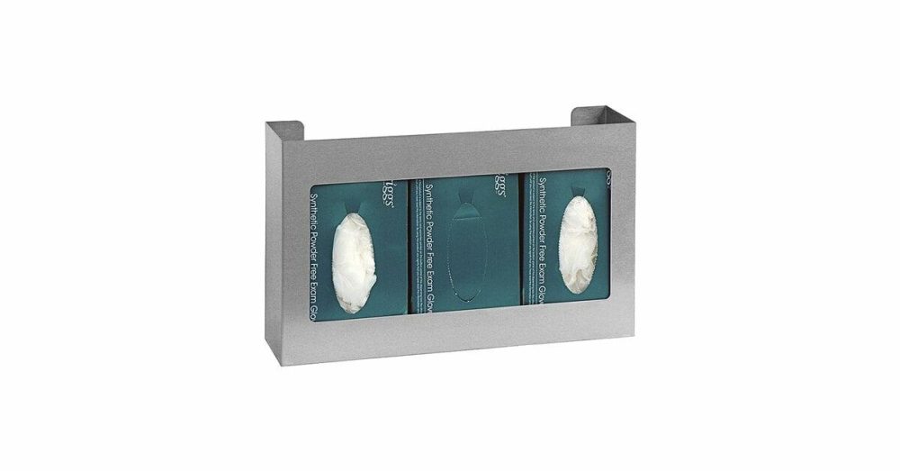 Disposable Glove Dispensers |  Stainless Steel 3-Box Disposable Glove Dispenser With Closed Frame