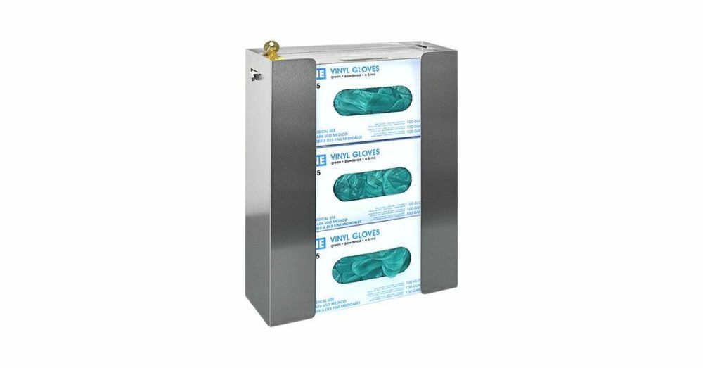 Disposable Glove Dispensers |  Stainless Steel 3-Box Disposable Glove Dispenser With Key Lock