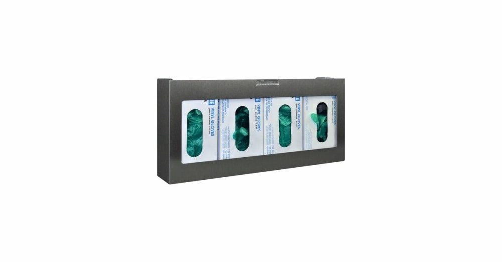 Disposable Glove Dispensers |  Stainless Steel 4-Box Disposable Glove Dispenser With Magnet Mount