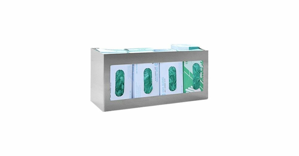 Disposable Glove Dispensers |  Stainless Steel 8-Box Disposable Glove Dispenser