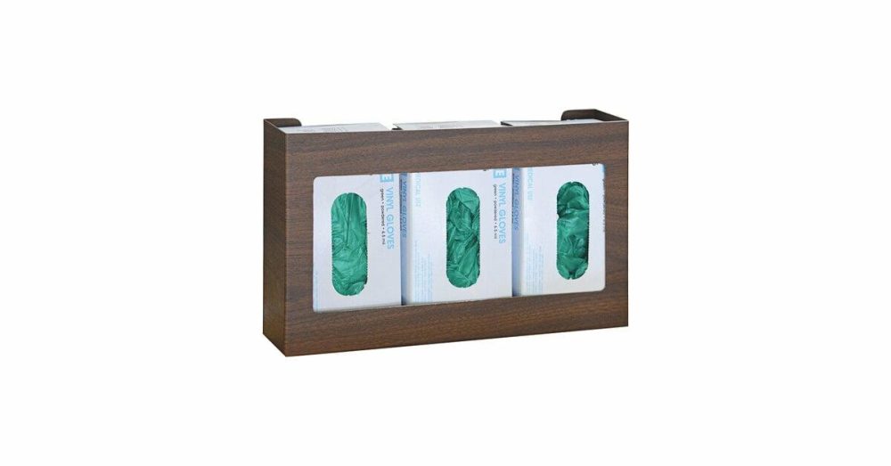 Disposable Glove Dispensers |  Woodgrain 3-Box Disposable Glove Dispenser