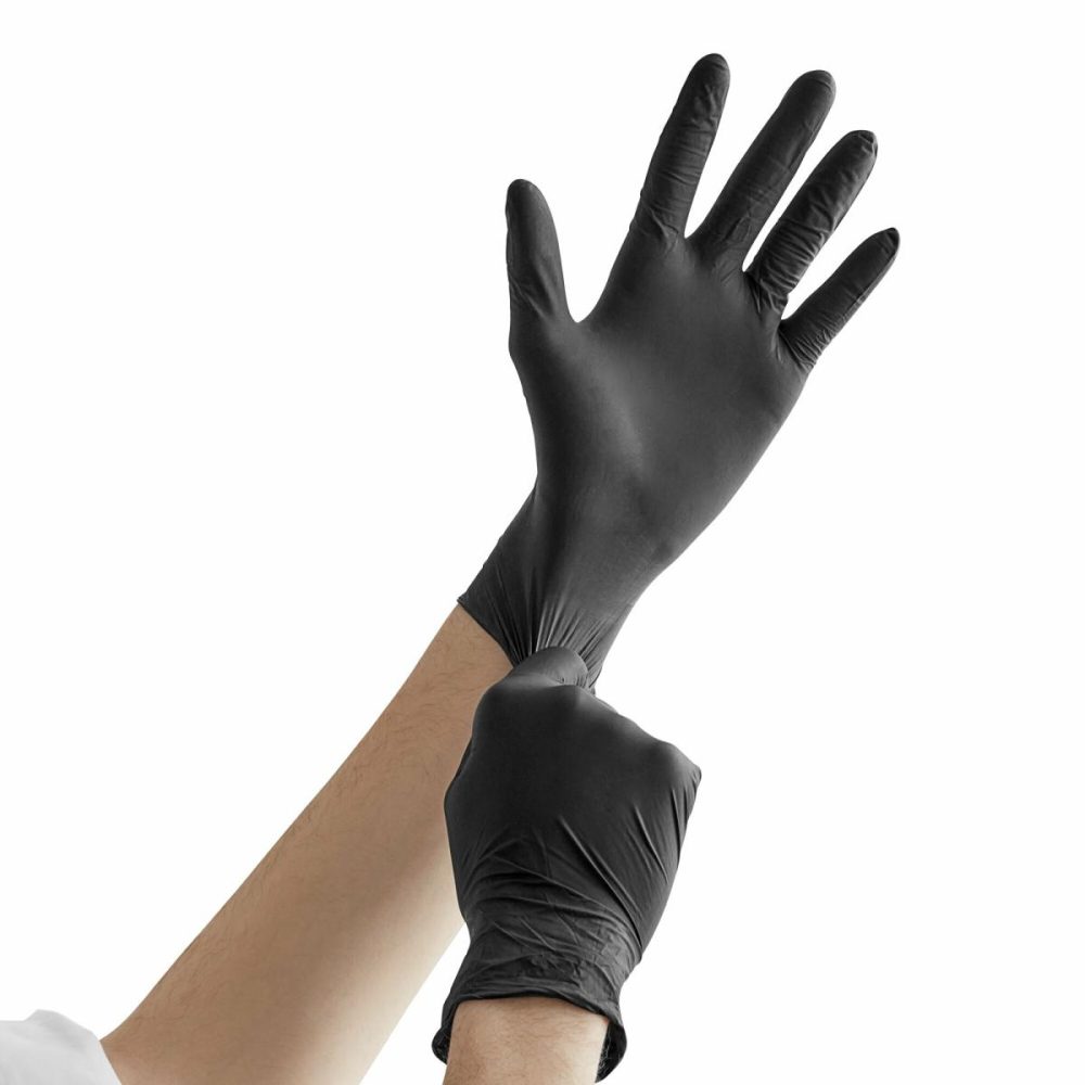 Disposable Gloves |  Black Biodegradable Nitrile 4 Mil Powder-Free Gloves – 100/Box