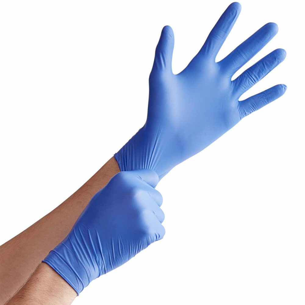 Disposable Gloves |  Powder-Free Disposable Exam Grade Nitrile 4 Mil Thick Textured Gloves – 100/Box