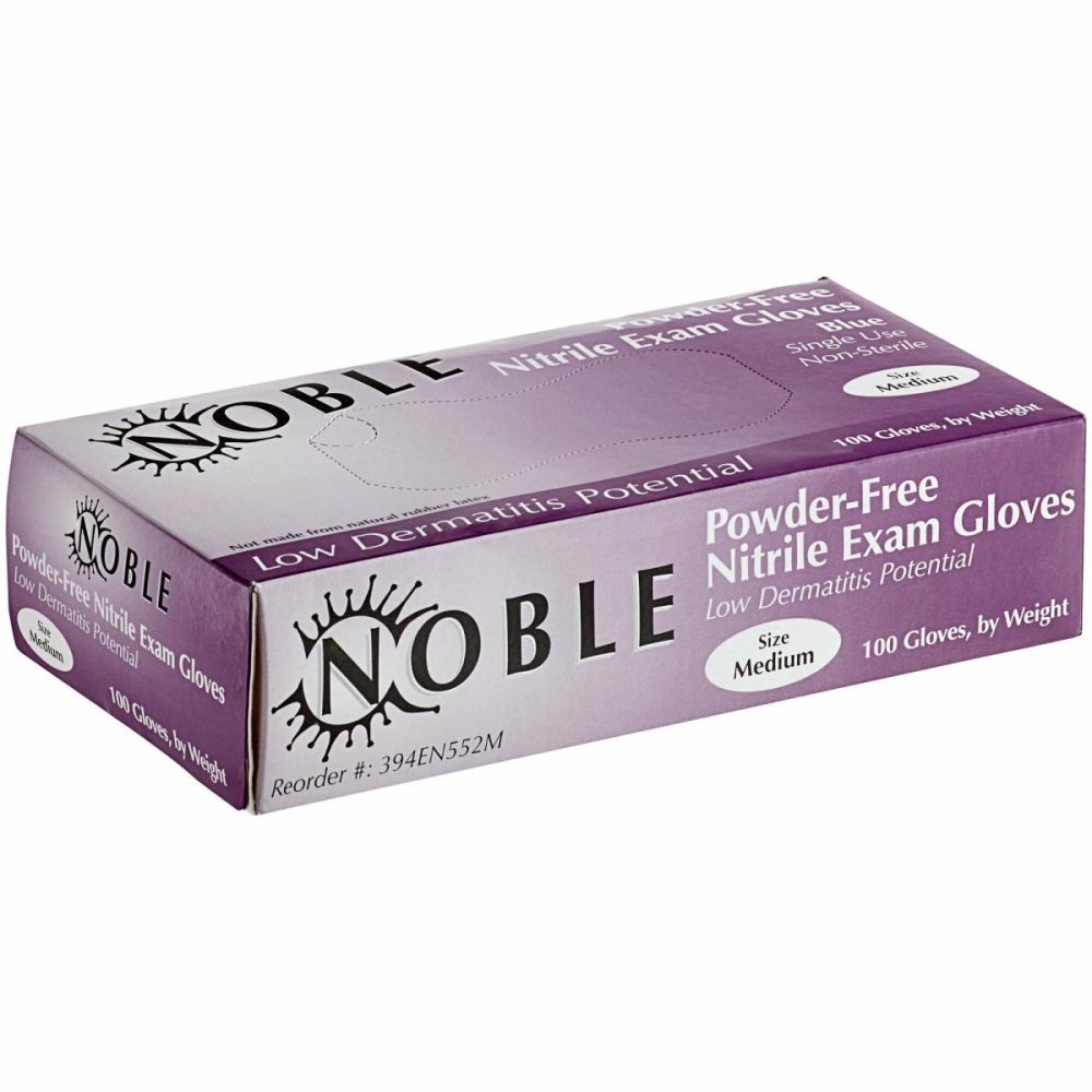 Disposable Gloves |  Powder-Free Disposable Exam Grade Nitrile 4 Mil Thick Textured Gloves – 100/Box