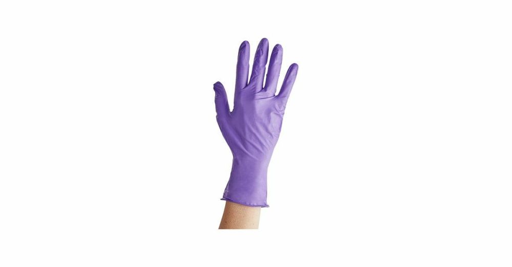 Disposable Gloves |  Purple Powder-Free Exam Grade Nitrile 6 Mil Textured Disposable Gloves – 100/Box