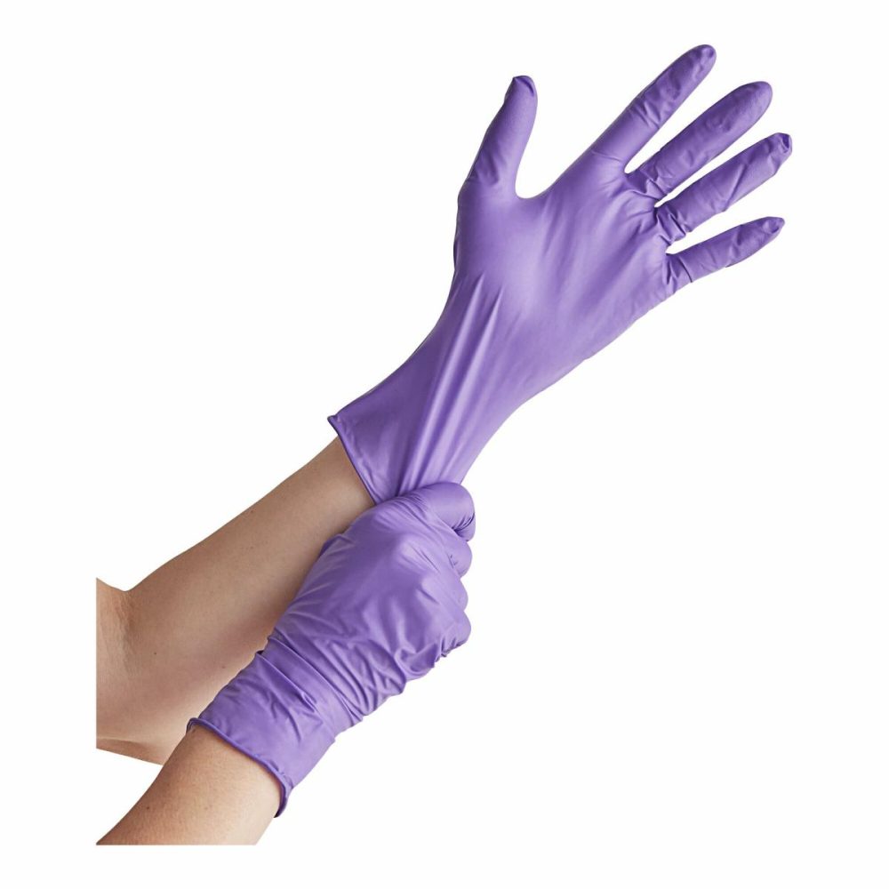 Disposable Gloves |  Purple Powder-Free Exam Grade Nitrile 6 Mil Textured Disposable Gloves – 100/Box