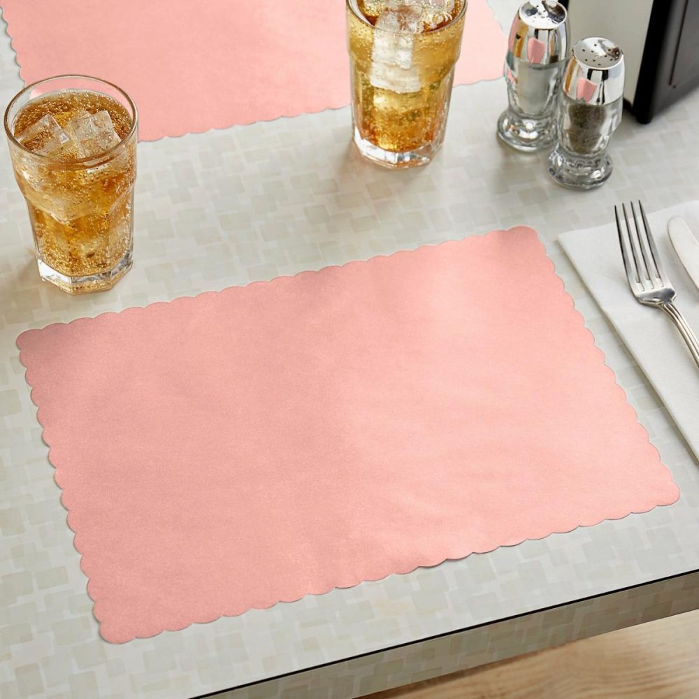 Disposable Placemats |  10" X 14" Dusty Rose Colored Paper Placemat With Scalloped Edge – 1000/Case