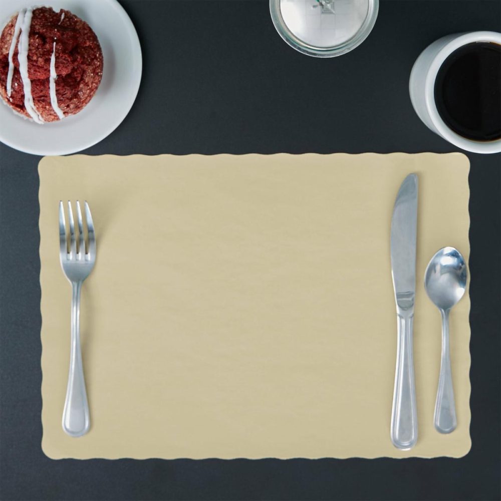 Disposable Placemats |  10" X 14" Ecru Colored Paper Placemat With Scalloped Edge – 1000/Case