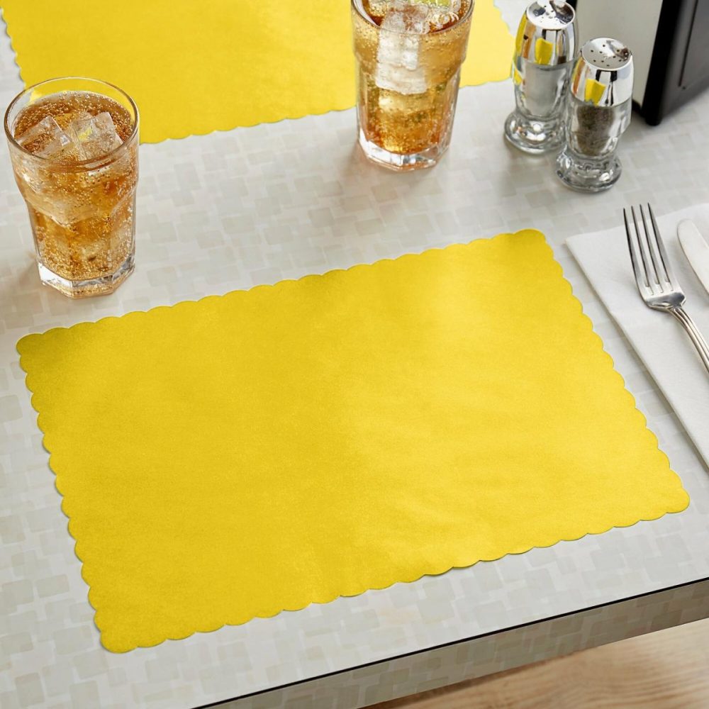 Disposable Placemats |  10" X 14" Gold Colored Paper Placemat With Scalloped Edge – 1000/Case