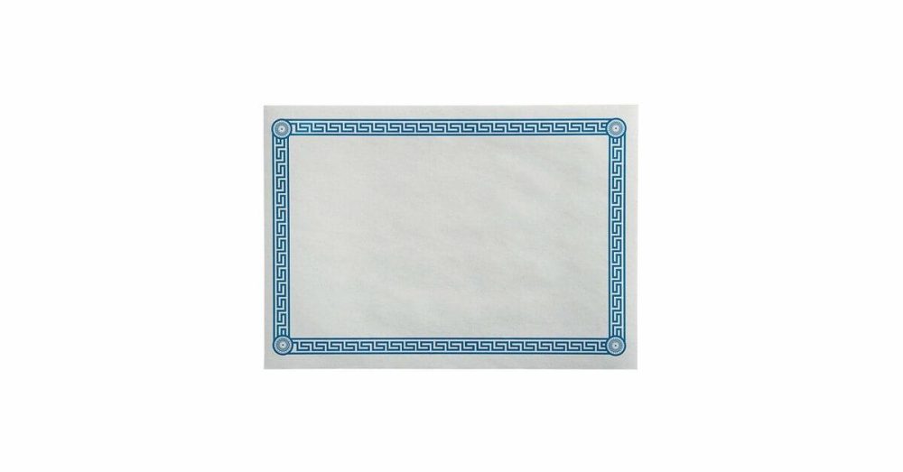 Disposable Placemats |  10" X 14" Greek Key Blue Placemat – 1000/Case