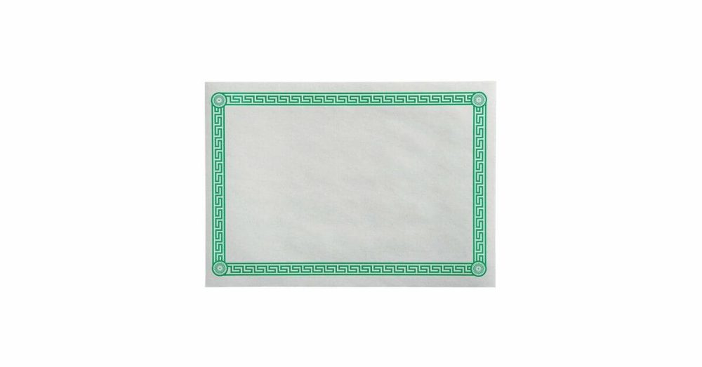 Disposable Placemats |  10" X 14" Greek Key Green Placemat – 1000/Case