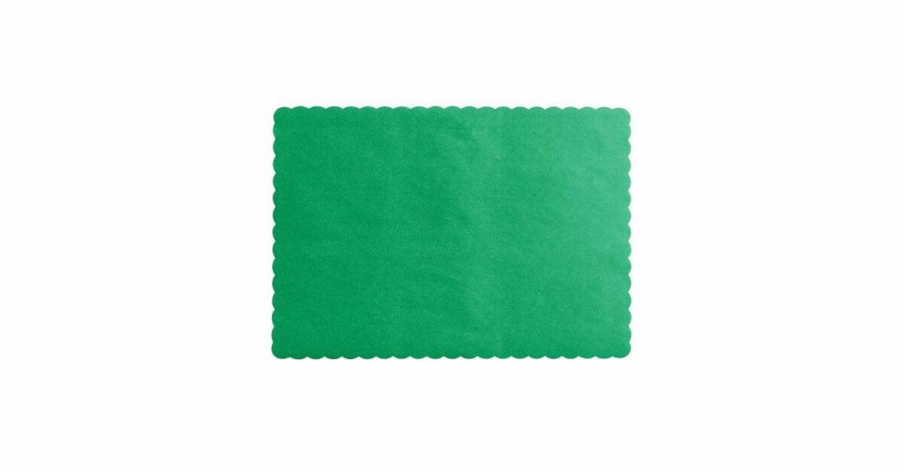 Disposable Placemats |  10" X 14" Green Colored Paper Placemat With Scalloped Edge – 1000/Case