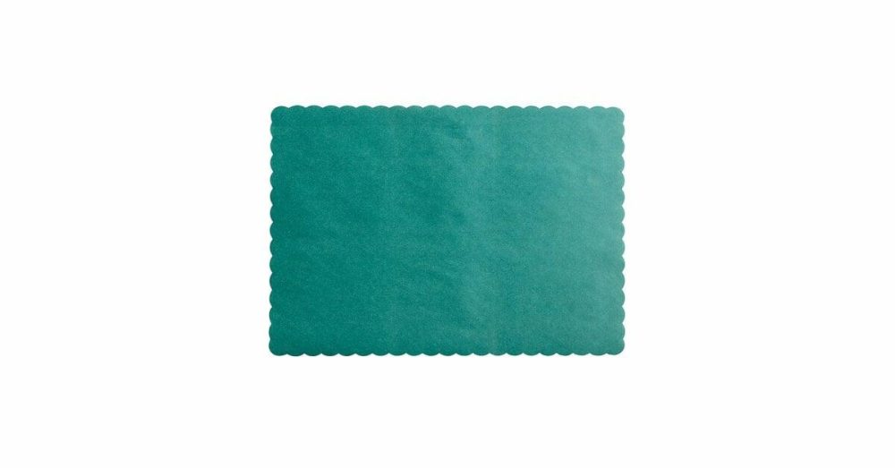 Disposable Placemats |  10" X 14" Hunter Green Colored Paper Placemat With Scalloped Edge – 1000/Case