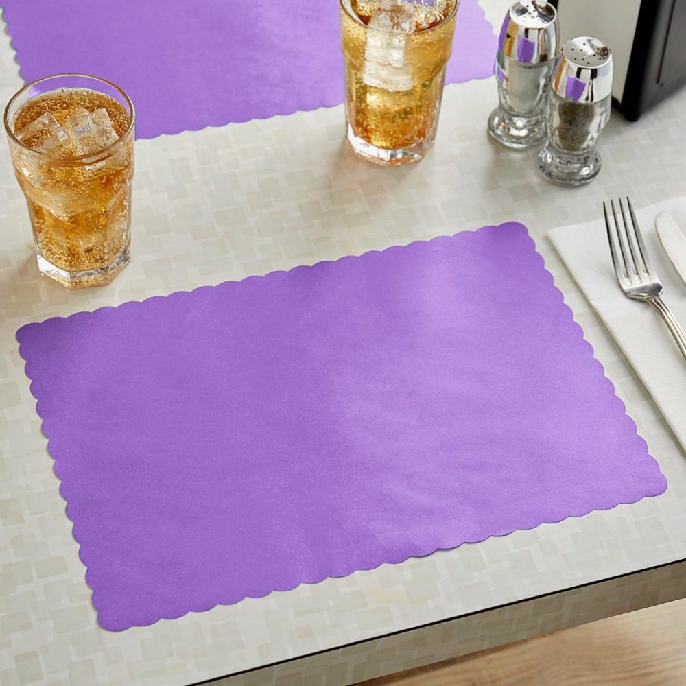 Disposable Placemats |  10" X 14" Lavender Colored Paper Placemat With Scalloped Edge – 1000/Case