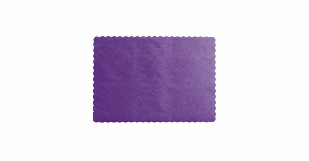 Disposable Placemats |  10" X 14" Purple Colored Paper Placemat With Scalloped Edge – 1000/Case