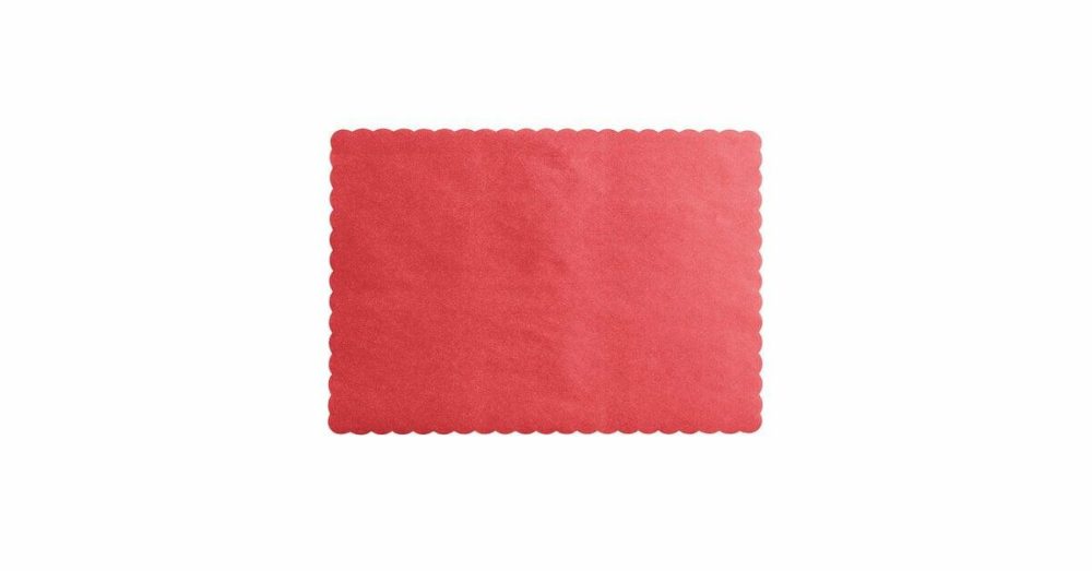 Disposable Placemats |  10" X 14" Red Colored Paper Placemat With Scalloped Edge – 1000/Case