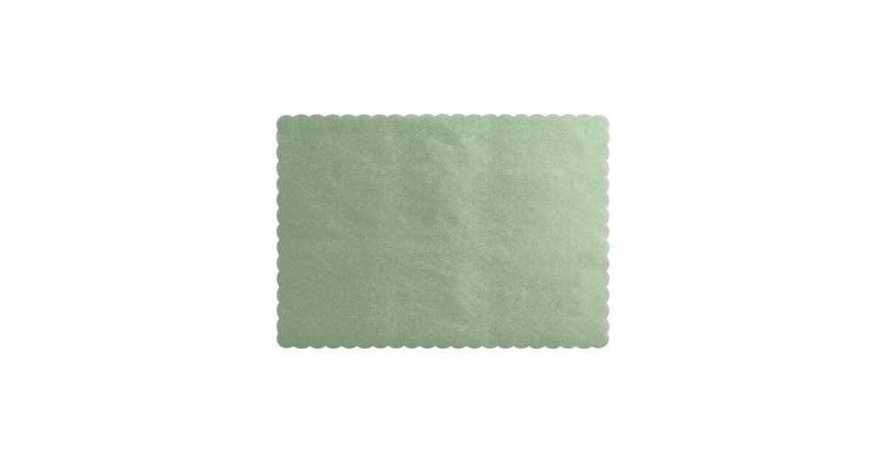 Disposable Placemats |  10" X 14" Sage Green Colored Paper Placemat With Scalloped Edge – 1000/Case