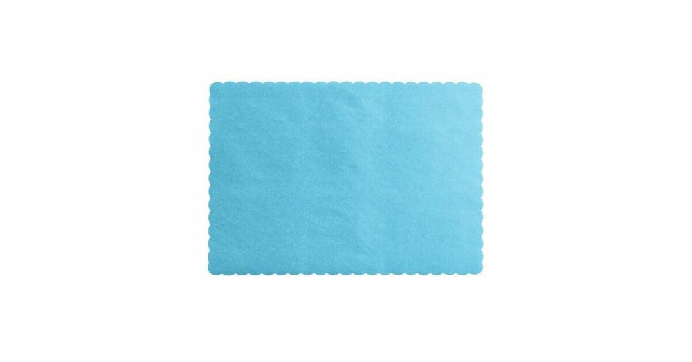 Disposable Placemats |  10" X 14" Sky Blue Colored Paper Placemat With Scalloped Edge – 1000/Case