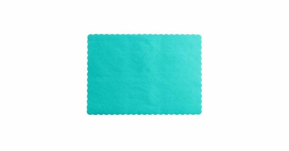 Disposable Placemats |  10" X 14" Teal Colored Paper Placemat With Scalloped Edge – 1000/Case