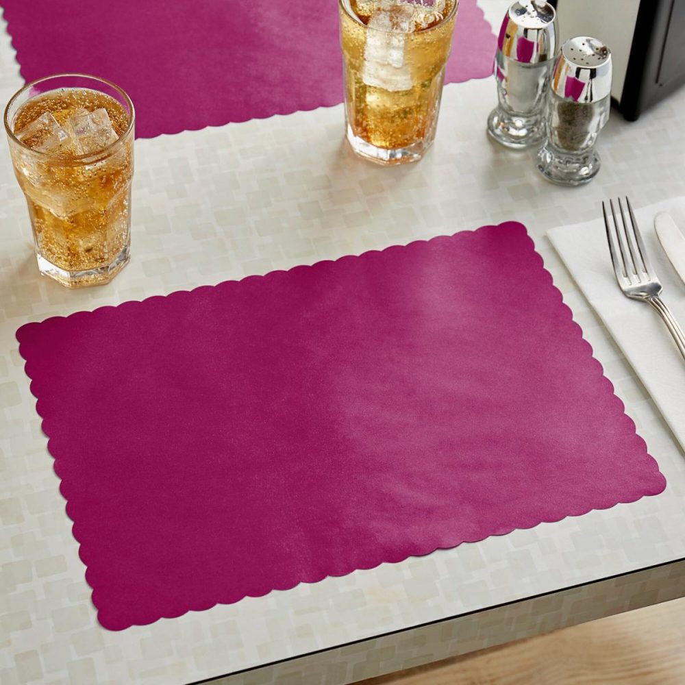 Disposable Placemats |  10" X 14" Wine Colored Paper Placemat With Scalloped Edge – 1000/Case