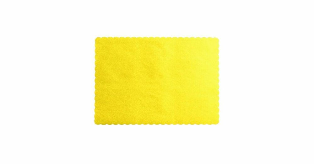 Disposable Placemats |  10" X 14" Yellow Colored Paper Placemat With Scalloped Edge – 1000/Case