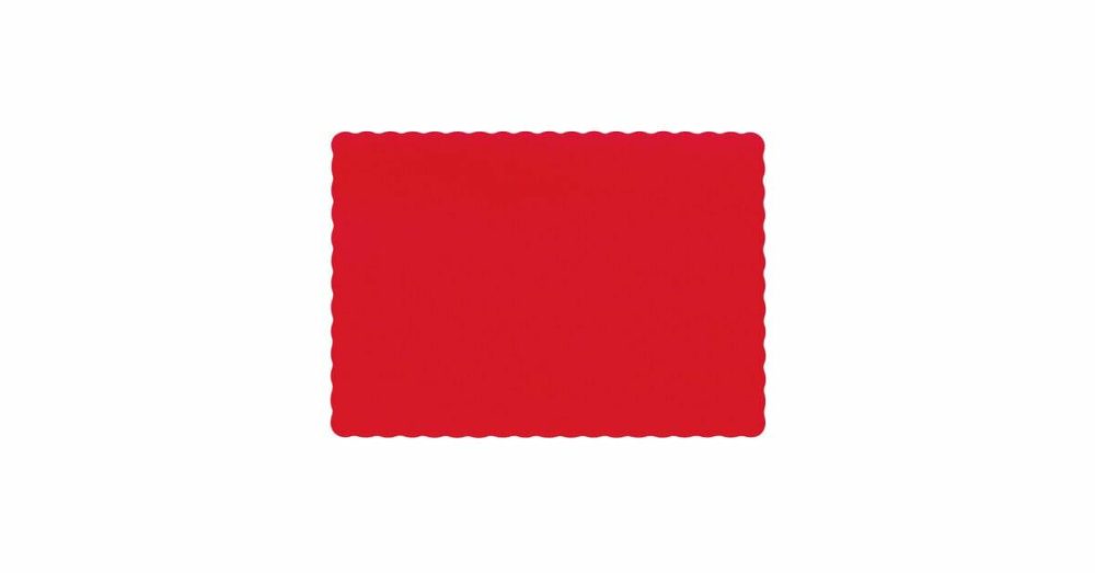 Disposable Placemats |  310521 10" X 14" Red Colored Paper Placemat With Scalloped Edge – 1000/Case