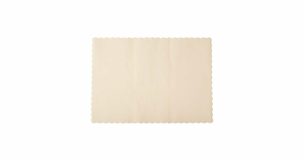 Disposable Placemats |  310522 10" X 14" Ecru / Ivory Colored Paper Placemat With Scalloped Edge – 1000/Case