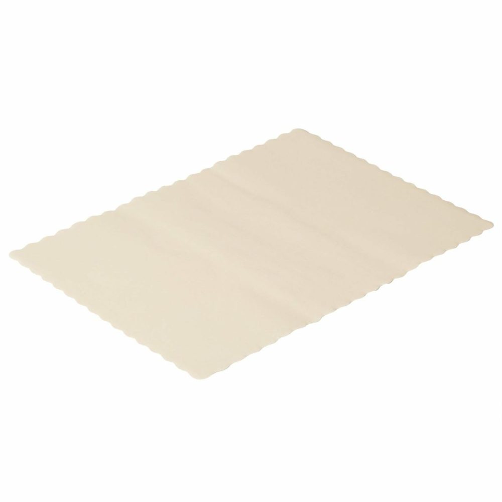 Disposable Placemats |  310522 10" X 14" Ecru / Ivory Colored Paper Placemat With Scalloped Edge – 1000/Case