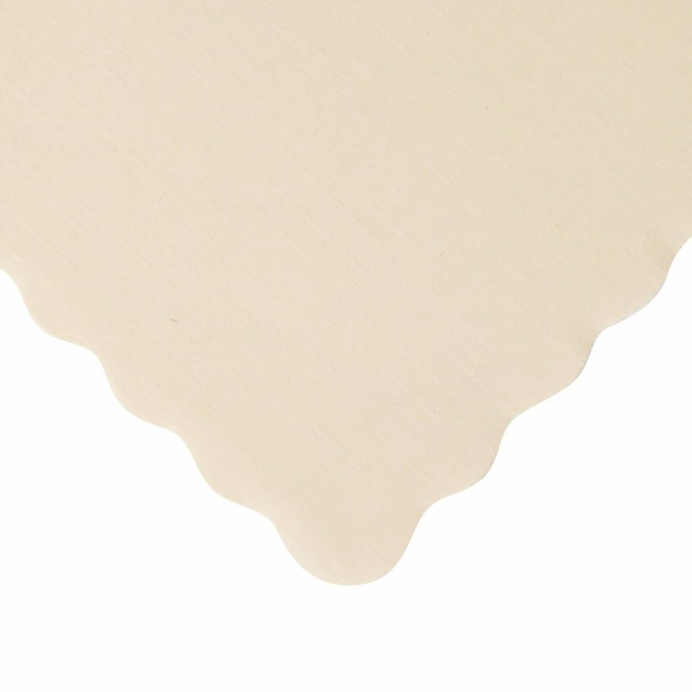 Disposable Placemats |  310522 10" X 14" Ecru / Ivory Colored Paper Placemat With Scalloped Edge – 1000/Case